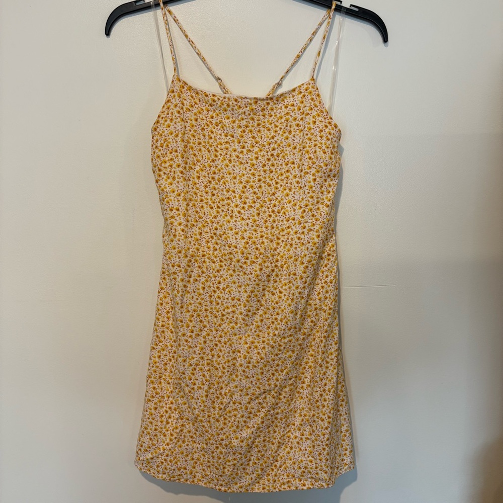 Altar’d state yellow ditsy floral mini dress SZ XS